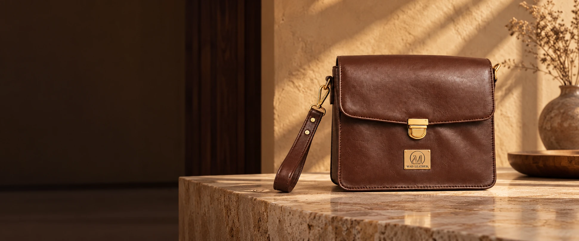 Leather Handheld Clutch in an elegant contemporary interior