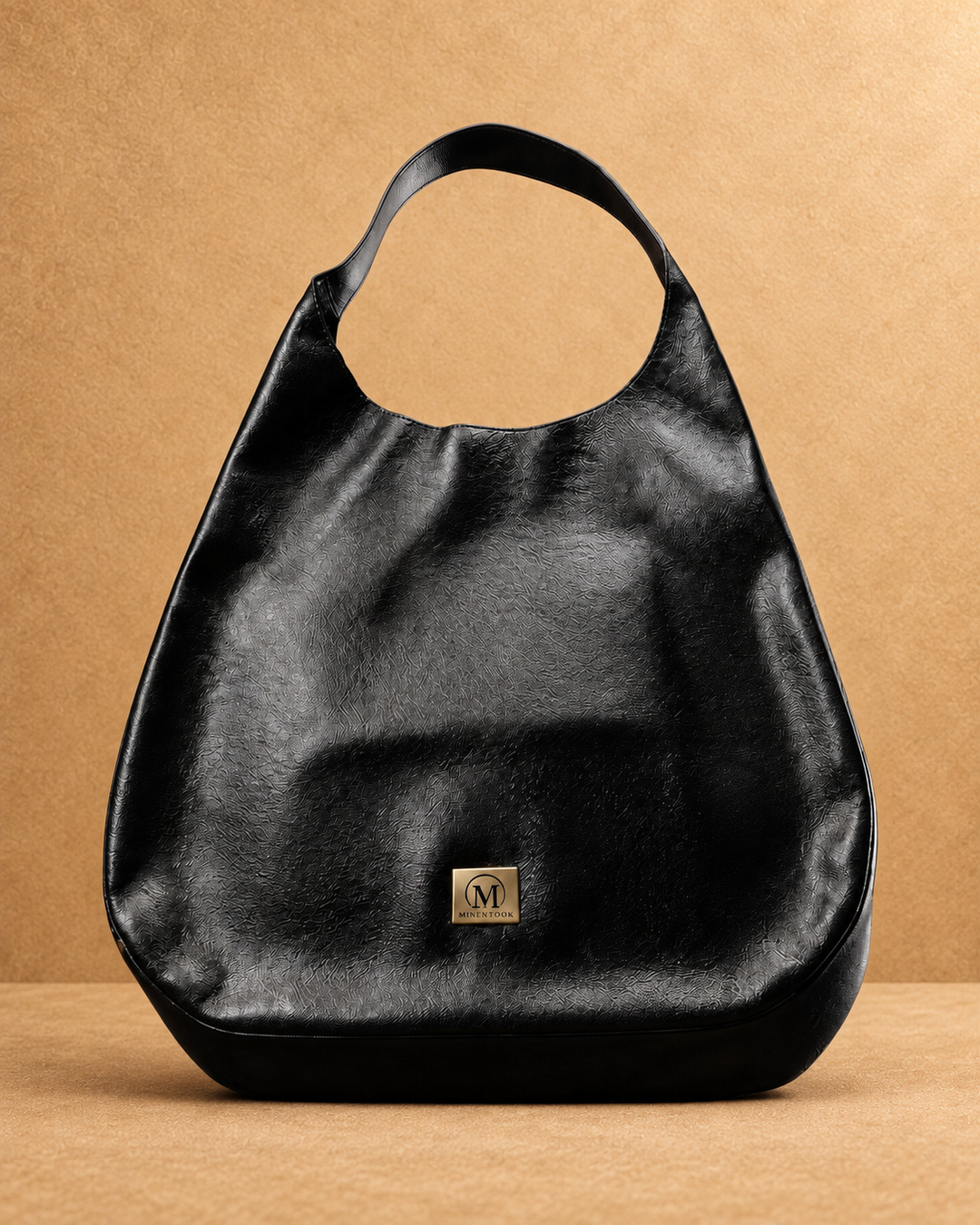 Oversized Leather Hobo Bag - front view