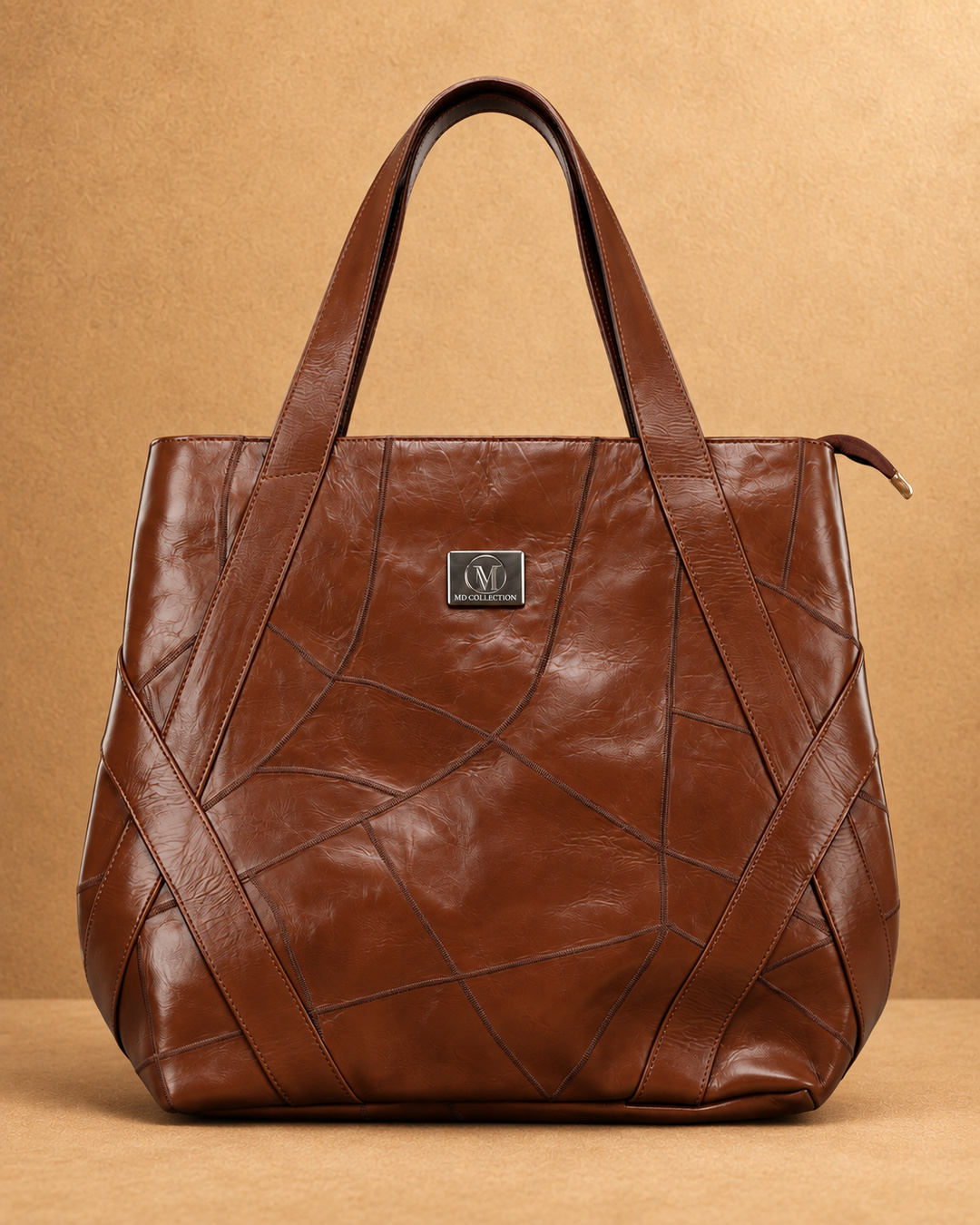 Leather Carryall Tote Bag - front view
