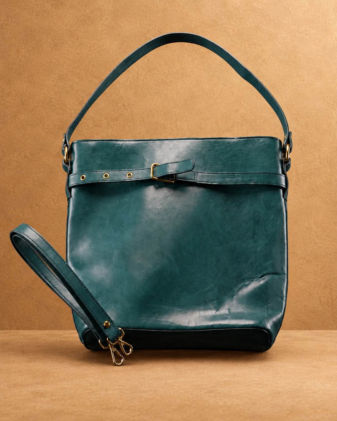 Structured Leather Handbag - front view