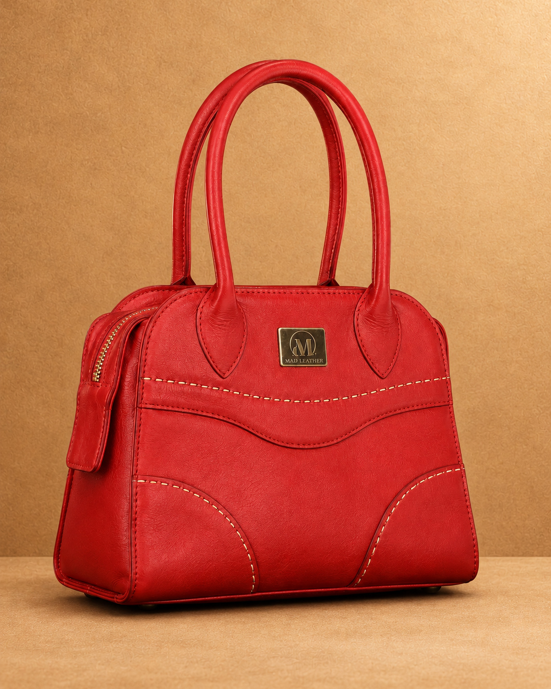 Upright Leather Handbag - front view