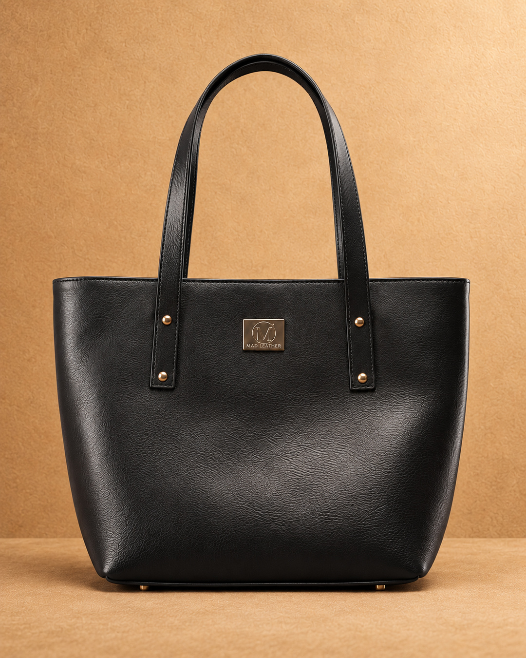 Leather Work Tote Bag - front view