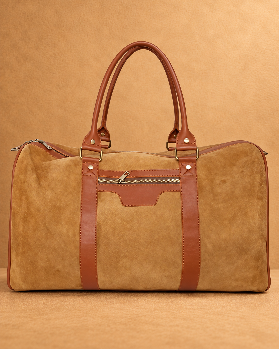 Zip-Pocket Leather Carryall Tote - front view