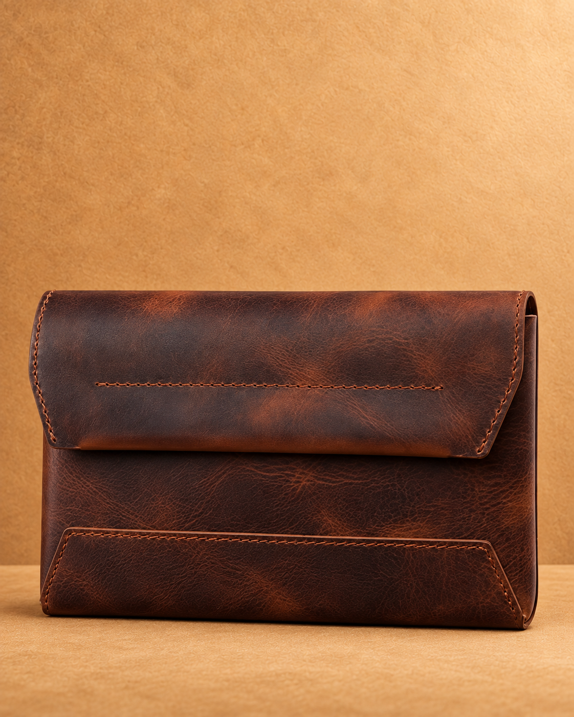 Envelope-Flap Leather Clutch - front view
