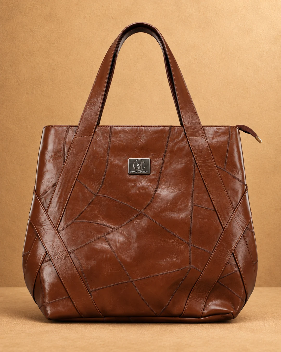 Leather Carryall Tote Bag - front view