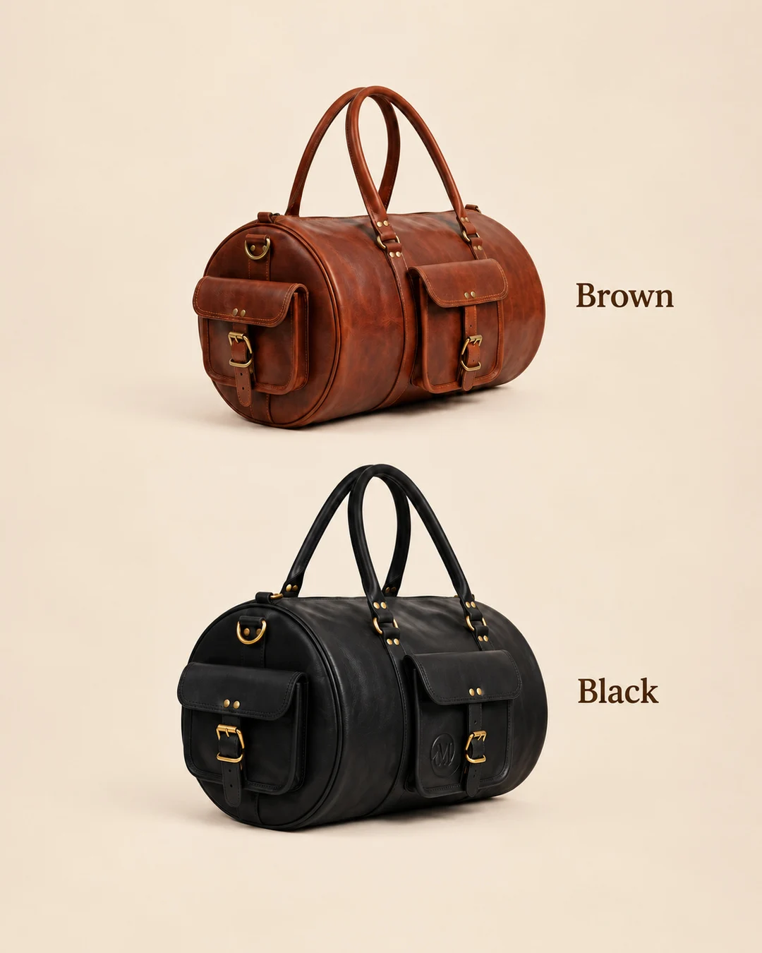 Round Leather Duffle Bag - gallery image 3
