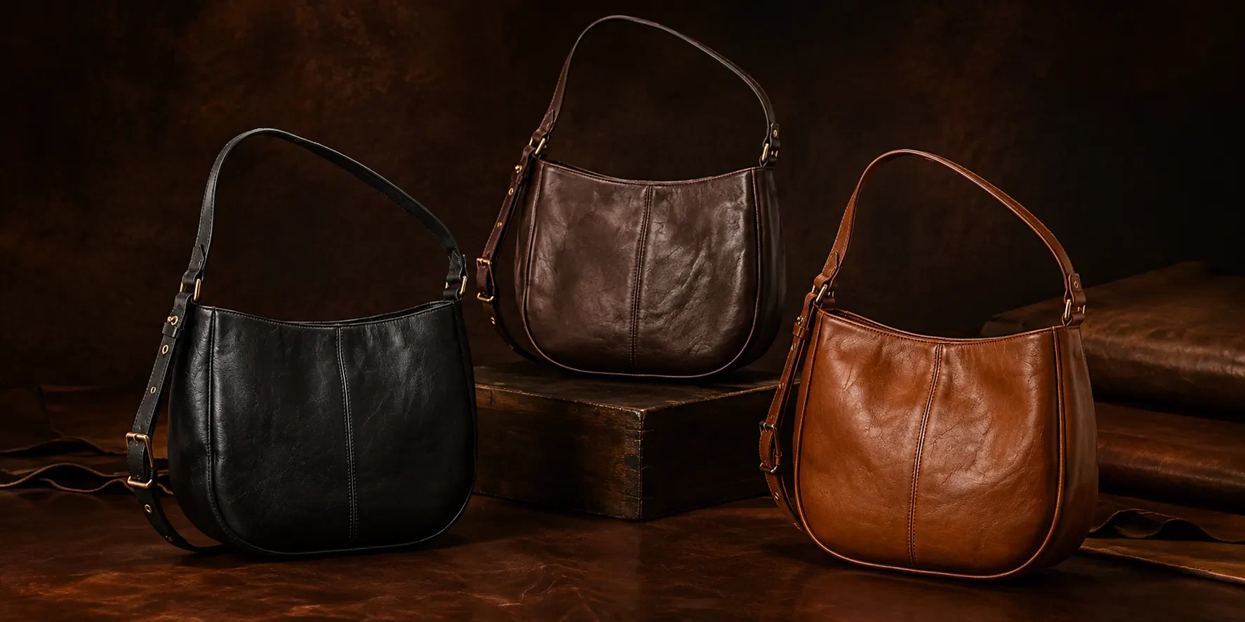 Leather hobo bags
