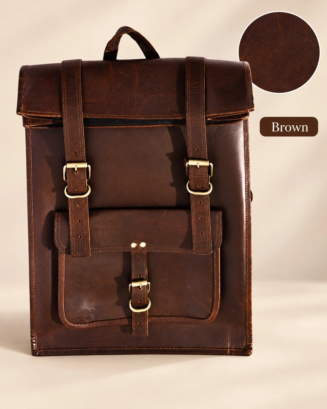 Leather Flap Backpack - gallery image 3