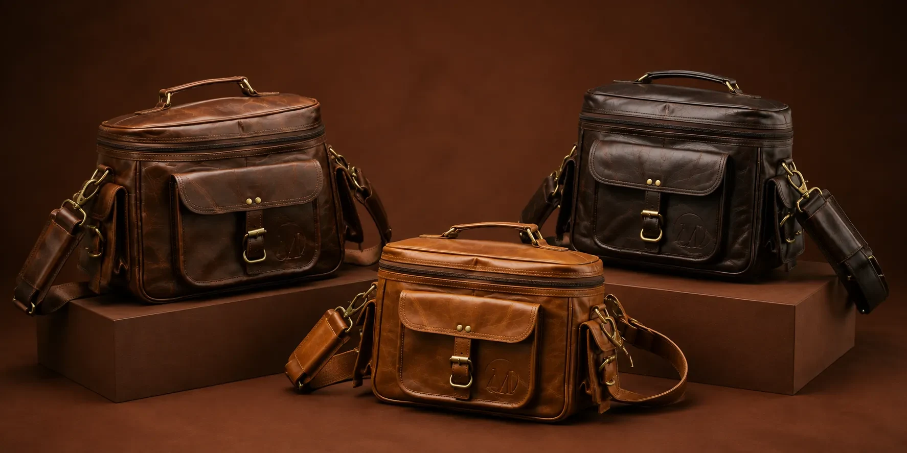 Leather camera and messenger bags