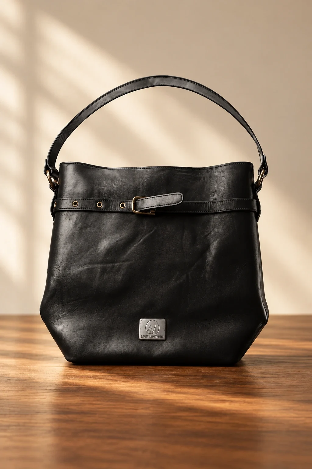 MAD Leather black structured handbag