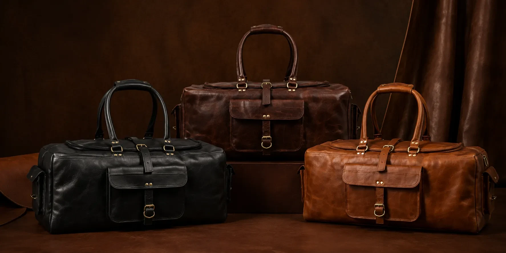 Buffalo leather duffle bags