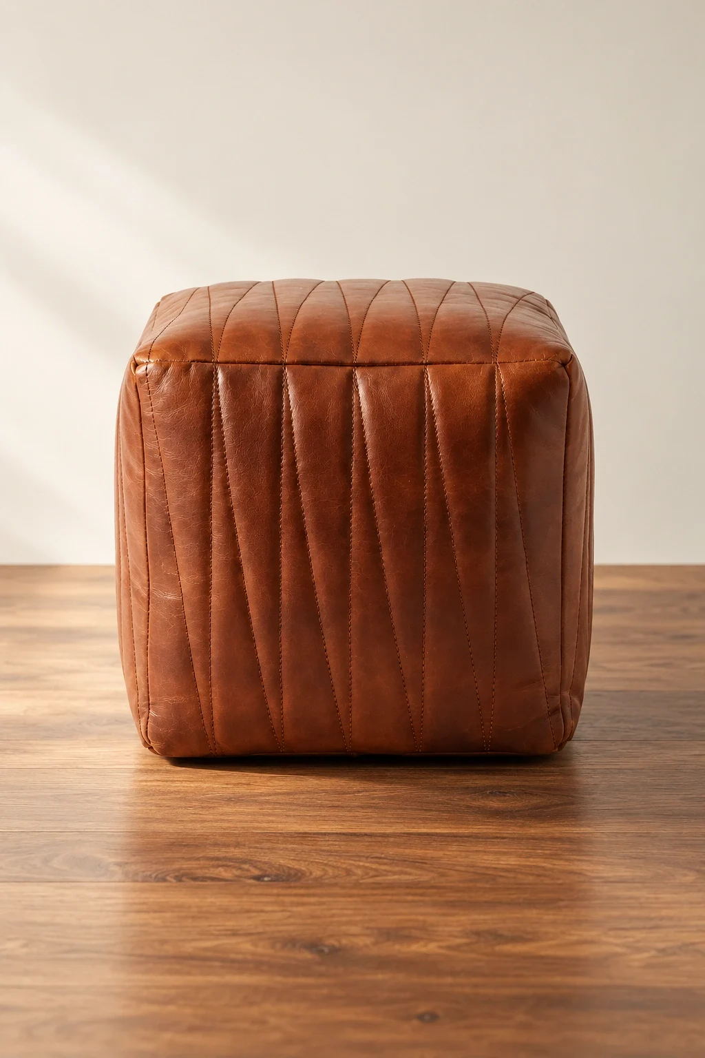 MAD Leather square stitched pouf