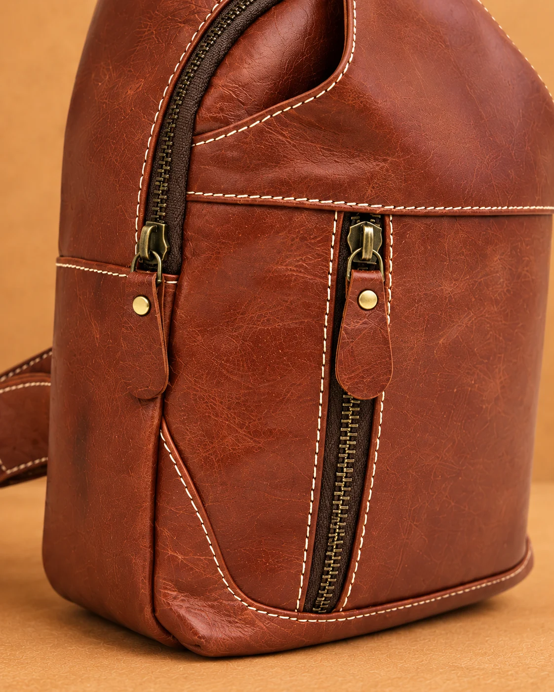 Single-Strap Leather Sling Backpack - gallery image 3