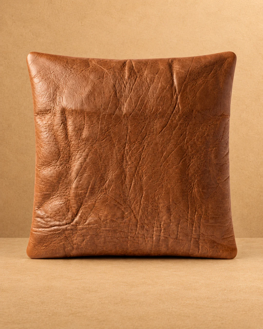 Tan Leather Cushion Cover
