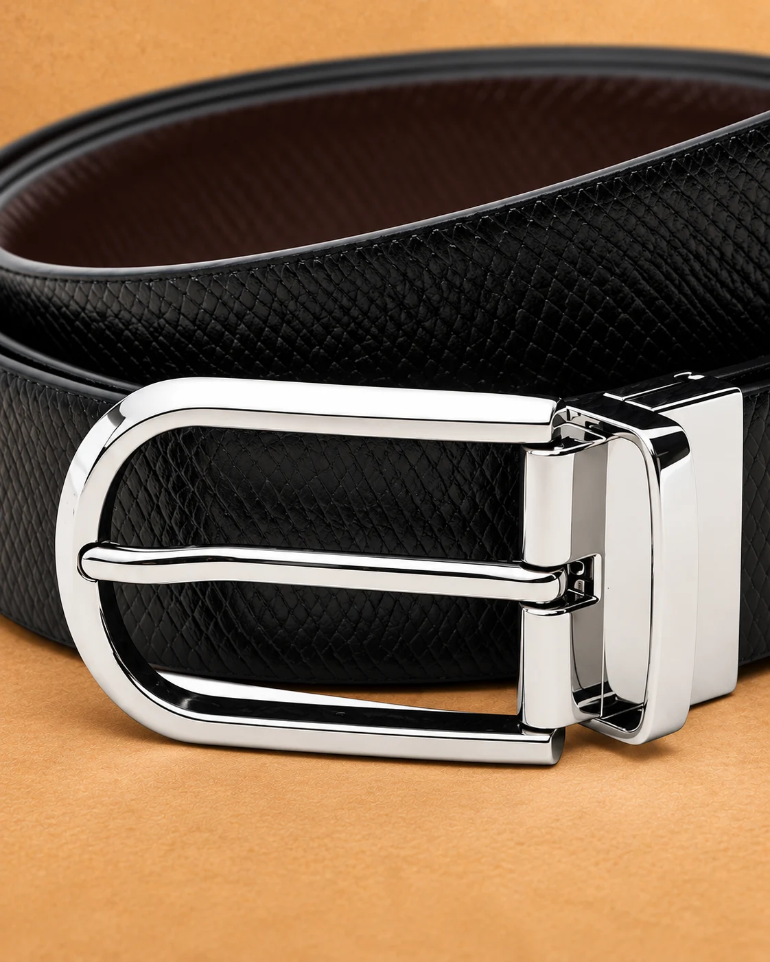 Textured Leather Dress Belt - gallery image 2